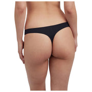 Skarlett Blue Entice Spitzen-Tanga vorne – Schwarz/Mitternachtsmarine