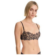 Skarlett Blue Entice Balconette-BH aus Spitze – Schwarz/Nylon-Hellbraun