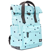 Roka Canfield B Kleiner Rucksack aus recyceltem Canvas – Herzmuster blau