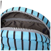 Roka Paddington Kleine Umhängetasche aus recyceltem Canvas – Blau gestreift