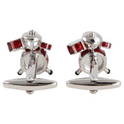Zennor Drum Cufflinks - Red/Silver