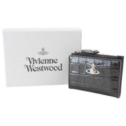 Vivienne Westwood Kartenetui mit schmaler Klappe und Krokoprägung – Schwarz