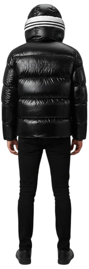 Helvetica Mountain Pioneers Freezer Daunenjacke mit Kapuze – Schwarz