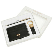 Alice Wheeler London Bow Kartenhalter, Schlüsselanhänger und Stift, luxuriöses Geschenkset – Schwarz