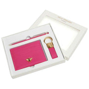 Alice Wheeler London Bow Kartenhalter, Schlüsselanhänger und Stift, luxuriöses Geschenkset – Hot Pink