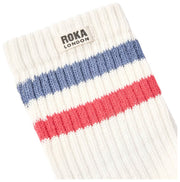 Roka Windsor Stripe Crew Socken – Küstenblau/Scharlachrot