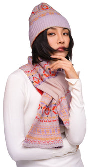 Kuscheliger Schal „Powder Fair Isle“ – Crememischung