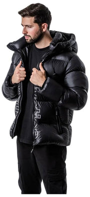 Helvetica Mountain Pioneers Silver 2 Daunenjacke mit Kapuze – Schwarz