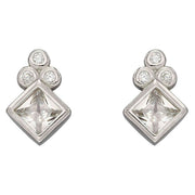 Beginnings Diamond Shape Stud Earrings - Silver