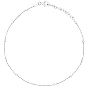 Beginnings Fine Trace and Ball Chain Anklet - Silver