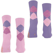 Burlington Everyday Argyle 2er-Pack Socken – Berry Pool Pink