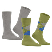 Burlington Everyday Argyle Mix 2-Pack Socks - Moss Green/Grey