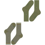 Burlington Everyday Stripe Mix 2er-Pack Socken – Salvia Green