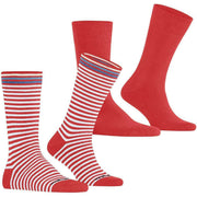 Burlington Everyday Stripe Mix 2er-Pack Socken – Tulpenrot
