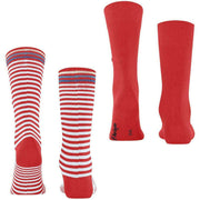Burlington Everyday Stripe Mix 2er-Pack Socken – Tulpenrot