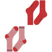Burlington Everyday Stripe Mix 2er-Pack Socken – Tulpenrot