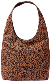 Roka Hoxton Große Umhängetasche aus Baumwollcanvas – Mini Leopard Brown