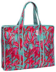 Elie Beaumont Serendipity Samt-Einkaufstasche – Coral Lily Pink