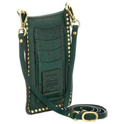 Campomaggi Portazelluläre Stud Handyhalter-Tasche – Grüne Flasche/Rot
