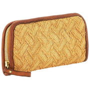 Campomaggi Veracruz Strohleder-Geldbörse – Naturbeige/Cognac-Braun