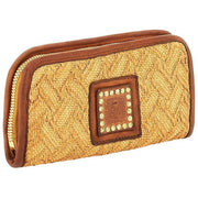 Campomaggi Veracruz Strohleder-Geldbörse – Naturbeige/Cognac-Braun