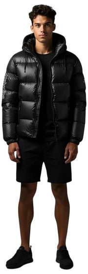 Helvetica Mountain Pioneers Summit Daunenjacke mit Kapuze – Schwarz
