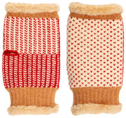Elie Beaumont Gestrickte Pulswärmer – Kaffeebraun/Rotes Herz