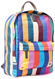 Roka Hampton Kleiner Baumwoll-Canvas-Rucksack – breiter, bunter Streifen