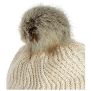Dents Strickbommelmütze mit Chevron-Pom-Pom – Naturbeige