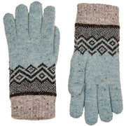 Dents Geometric Knitted Gloves - Duck Egg Blue