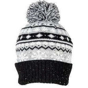 Dents Jacquard Fair Isle Knitted Bobble Hat - Dove Grey