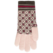 Dents Jacquard-Fair-Isle-Strickhandschuhe – Rosa/Anthrazit