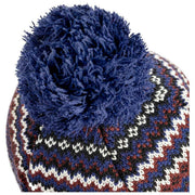 Dents Jacquard-Bommelmütze mit Fair-Isle-Pom-Pom – Marineblau/Weiß/Braun