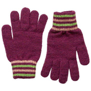 Dents Gestrickte Streifen-Manschettenhandschuhe – Orchideen-Burgund
