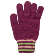 Dents Gestrickte Streifen-Manschettenhandschuhe – Orchideen-Burgund