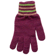 Dents Gestrickte Streifen-Manschettenhandschuhe – Orchideen-Burgund