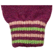 Dents Gestrickte Streifen-Manschettenhandschuhe – Orchideen-Burgund
