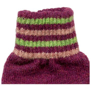 Dents Gestrickte Streifen-Manschettenhandschuhe – Orchideen-Burgund