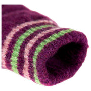Dents Gestrickte Streifen-Manschettenhandschuhe – Orchideen-Burgund