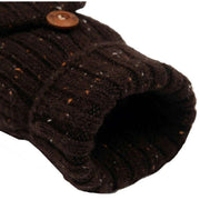 Dents Marl Yarn Half Finger Gloves - Chocolate Brown