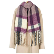 Dents Plaid-Karo-Deckenschal – Damson Burgund/Beige