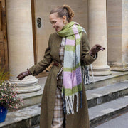 Dents Karierter Deckenschal mit Karomuster – Olivgrün/Beige