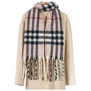 Dents Plaid-Karo-Deckenschal – Hellrosa/Schwarz