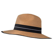 Dents Straw Striped Ribbon Fedora Hat - Natural