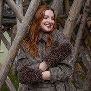 Dents Fäustlinge aus Teddyfleece – Schokoladenbraun