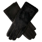 Dents Touchscreen Velour-Lined Faux Suede Gloves - Black