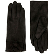 Dents Velour Lined Faux Suede Bow Gloves - Black/Black