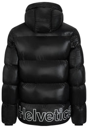 Helvetica Mountain Pioneers Edge Daunenjacke mit Kapuze – Schwarz