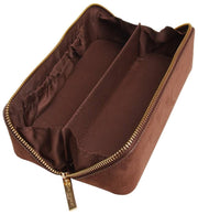 Alice Wheeler London Kensington Kleines Zugetui aus Wildleder – Schokoladenbraun