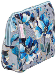 Elie Beaumont Serendipity Samt-Kosmetiktasche – Silberne Orchidee